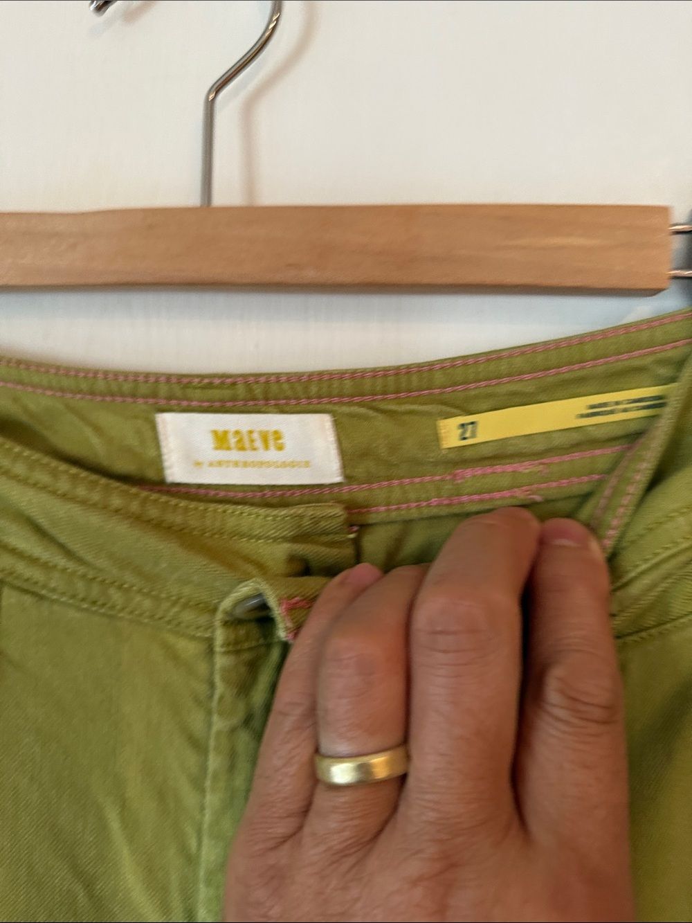 Maeve by Anthropology Ettie Chartreuse/Green Wide-Leg High Rise Linen Pants 11 - Picture 3 of 12